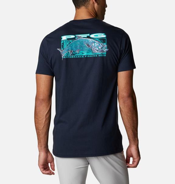 Columbia PFG T-Shirt Navy For Men's NZ26453 New Zealand